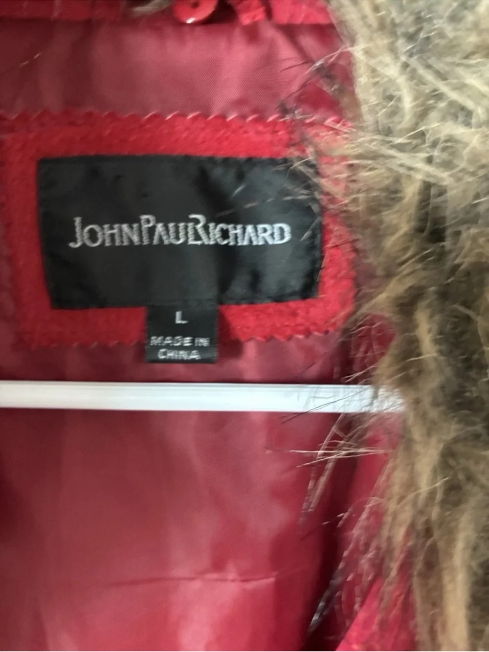 JohnPaulRichard Red Faux-Suede Jacket with Faux-Fur Collar
